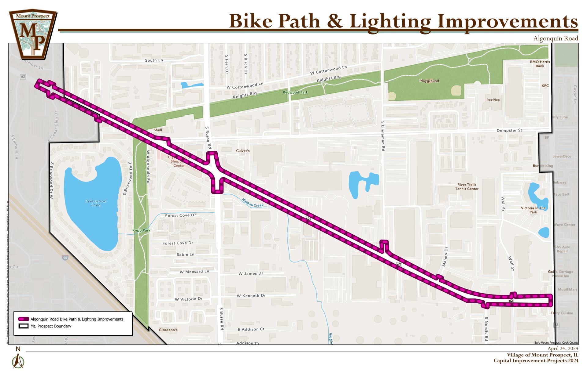 Algonquin Road Bike Path & Lighting Improvements Map